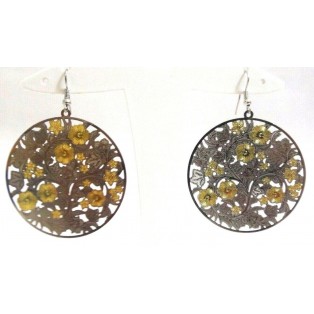 THE GARDEN VINE Earrings - Drop Long Dangling Hoop Hook - LIGHTWEIGHT- Dual Tone